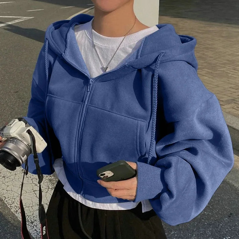 Cozy Navy Zip-Up Hoodie